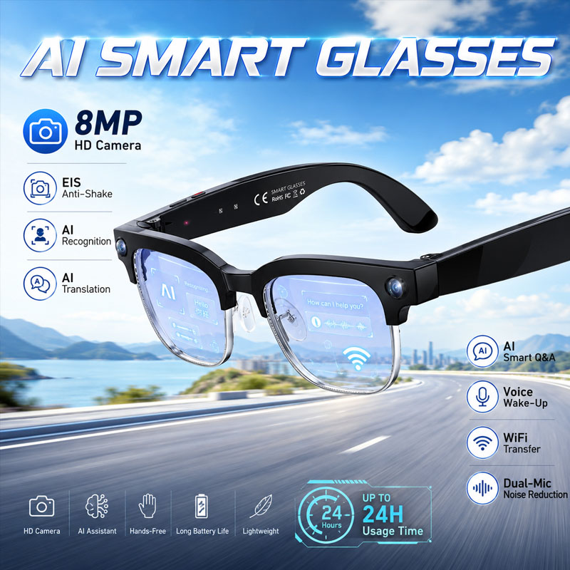 Smart Glasses Lens - W630 HeyCyan แว่นตาอัจฉริยะพร้อมระบบแปลภาษาอัตโนมัติ ควบคุมด้วยเสียง AI ตอบคำถามและให้คำตอบอัจฉริยะ