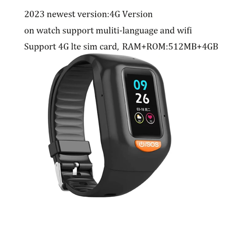 Fall Detection Watch - ใหม่ล่าสุดผู้สูงอายุ 4G สมาร์ทนาฬิกาผู้ชายหน้าจอสี GPS WiFi Voice