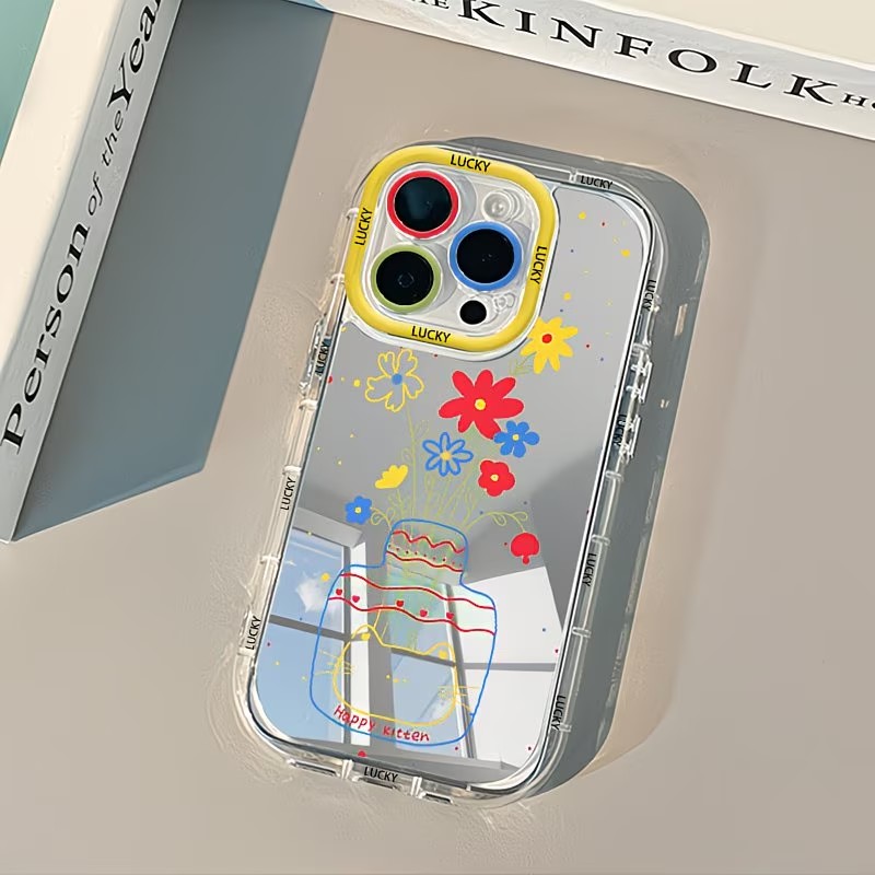 Apple Iphone 15 - เคสโทรศัพท์ลายดอกเดซี่ฤดูร้อน ดีไซน์แจกัน กระจกเงา สำหรับ iPhone 17