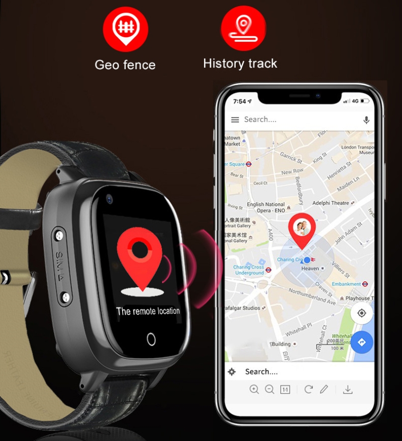 Fall Detection Watch - ผู้สูงอายุสมาร์ทนาฬิกาสําหรับคนชรา GPS นาฬิกาสําหรับผู้สูงอายุ Fall Detection ซิมการ์ด