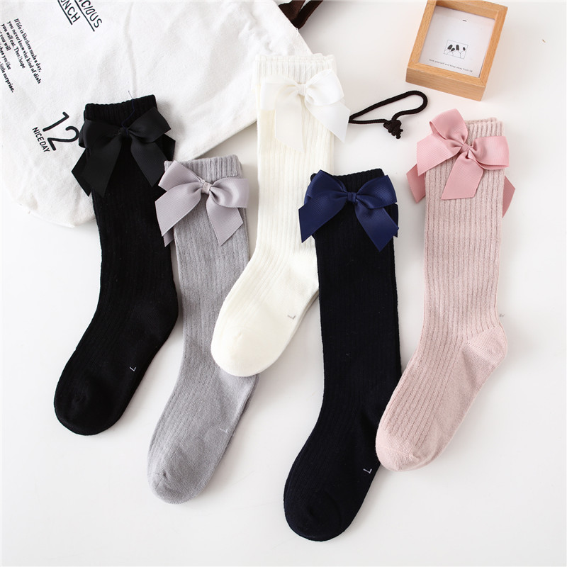 Baby Sock Oximeter - เด็กสาวถุงเท้ากับโบว์ผ้าฝ้ายเด็กสาวถุงเท้านุ่มเด็กวัยหัดเดินถุงเท้ายาวสําหรับเด็กเจ้าหญิงเข่าสูงถุงเท้าสําหรับสาว0-8Y